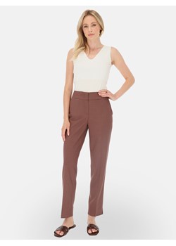 Eleganckie brązowe spodnie damskie z prostą nogawką L'AF Simona ze sklepu Eye For Fashion w kategorii Spodnie damskie - zdjęcie 184186060