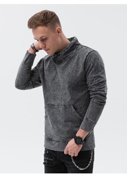 Bluza męska ze stójką z efektem sprania - czarna V8 B1354 ze sklepu ombre w kategorii Bluzy męskie - zdjęcie 184186110