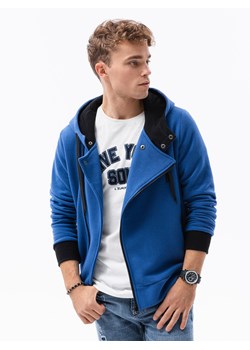 Bluza męska rozpinana z kapturem - niebieska B297 ze sklepu ombre w kategorii Bluzy męskie - zdjęcie 184186172