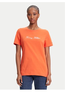 Tommy Hilfiger T-Shirt Script WW0WW45746 Pomarańczowy Regular Fit ze sklepu MODIVO w kategorii Bluzki damskie - zdjęcie 184193093