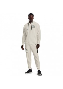 Męskie spodnie treningowe Under Armour Project Rock HW Terry Pnt Fam - kremowe ze sklepu Sportstylestory.com w kategorii Spodnie męskie - zdjęcie 184195710