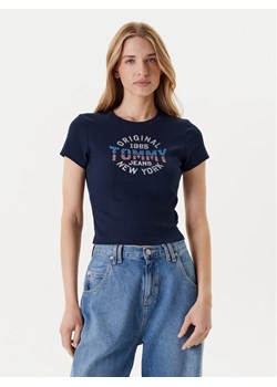 Tommy Jeans T-Shirt DW0DW21421 Granatowy Slim Fit ze sklepu MODIVO w kategorii Bluzki damskie - zdjęcie 184197123