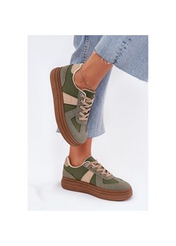 Boto Sneakersy Damskie Na Platformie Zielone Dovina ze sklepu ButyModne.pl w kategorii Trampki damskie - zdjęcie 184199264