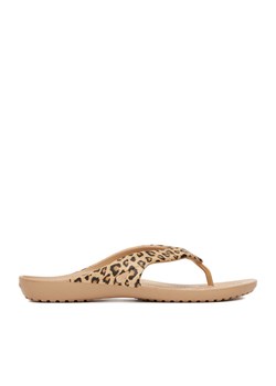 Japonki Crocs KADEE II LEOPARD FLIP W 206398-98R Beżowy ze sklepu eobuwie.pl w kategorii Klapki damskie - zdjęcie 184201782