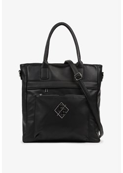 Czarna Torebka Typu Shopper z Paskiem Crossbody Zdobiona Aplikacją Idaniela ze sklepu renee.pl w kategorii Torby Shopper bag - zdjęcie 184202973