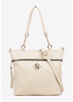 Beżowa Torebka Shopperka z Ozdobnymi Rączkami Aplikacją i Dodatkowym Paskiem Idariona ze sklepu born2be.pl w kategorii Torby Shopper bag - zdjęcie 184203060