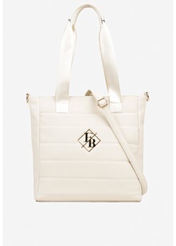 Biała Pikowana Torebka Shopperka z Metaliczną Aplikacją i Paskiem na Ramię Flessira ze sklepu born2be.pl w kategorii Torby Shopper bag - zdjęcie 184203072