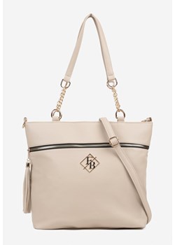 Ciemnobeżowa Torebka Shopperka z Ozdobnymi Rączkami Aplikacją i Dodatkowym Paskiem Idariona ze sklepu born2be.pl w kategorii Torby Shopper bag - zdjęcie 184203111