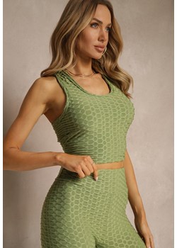 Ciemnozielony Tank Top z Tłoczonym Wzorem Aeronna ze sklepu renee.pl w kategorii Bluzki damskie - zdjęcie 184203262