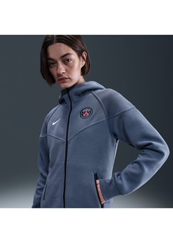 Damska dzianinowa bluza piłkarska z kapturem i zamkiem na całej długości Nike Paris Saint-Germain Tech Windrunner - Niebieski ze sklepu Nike poland w kategorii Bluzy damskie - zdjęcie 184204032