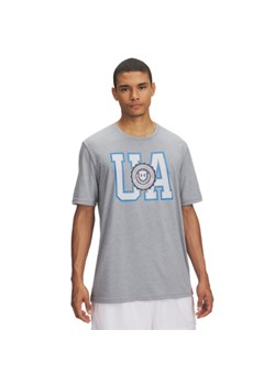 Męski t-shirt z nadrukiem Under Armour UA College Crest Logo - szary ze sklepu Sportstylestory.com w kategorii T-shirty męskie - zdjęcie 184208151
