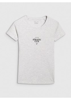 Damski t-shirt z nadrukiem 4F 4FRSS25TTSHF2978 - szary ze sklepu Sportstylestory.com w kategorii Bluzki damskie - zdjęcie 184208174