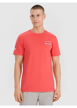 Męski t-shirt z nadrukiem 4F 4FRSS25TTSHM2994 - różowy ze sklepu Sportstylestory.com w kategorii T-shirty męskie - zdjęcie 184208242