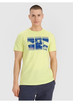 Męski t-shirt z nadrukiem 4F 4FRSS25TTSHM2995 - zielony ze sklepu Sportstylestory.com w kategorii T-shirty męskie - zdjęcie 184208264