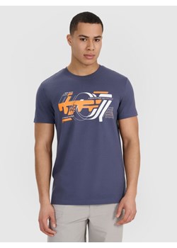 Męski t-shirt z nadrukiem 4F 4FRSS25TTSHM2998 - granatowy ze sklepu Sportstylestory.com w kategorii T-shirty męskie - zdjęcie 184208360