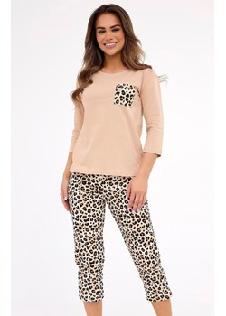 Bawełniana piżama damska 3/4 w panterę Plus Size 602/441, Kolor beżowy-panterka, Rozmiar 3XL, Cornette ze sklepu Primodo w kategorii Piżamy damskie - zdjęcie 184213212