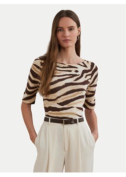 LAUREN RALPH LAUREN Bluzka 200971095001 Beżowy Slim Fit ze sklepu MODIVO w kategorii Bluzki damskie - zdjęcie 184214521