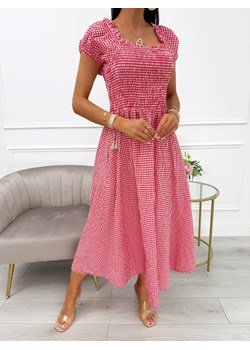 Czerwona Sukienka Hiszpanka w Kratkę ze sklepu ModnaKiecka.pl w kategorii Sukienki - zdjęcie 184216561