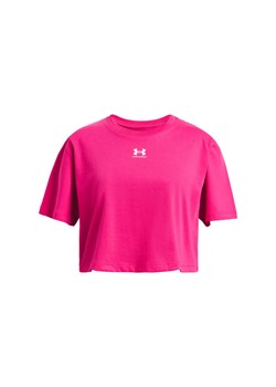 Dziewczęca koszulka oversize Under Armour UA Rival SS - różowa ze sklepu Sportstylestory.com w kategorii Bluzki dziewczęce - zdjęcie 184216684