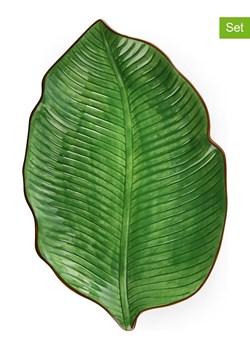 Trendy Kitchen by EXCÉLSA Półmiski (6 szt.) &quot;Foliage&quot; w kolorze zielonym - dł. 27 cm ze sklepu Limango Polska w kategorii Tace - zdjęcie 184216931