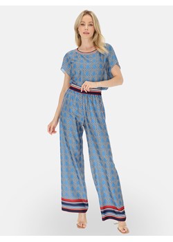 Wzorzyste spodnie damskie o satynowym wykończeniu Potis & Verso Bagi ze sklepu Eye For Fashion w kategorii Spodnie damskie - zdjęcie 184218220