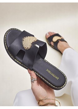 Royalfashion Damskie klapki z serduszkiem Gold Heart ze sklepu royalfashion.pl w kategorii Klapki damskie - zdjęcie 184220154