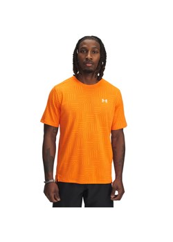 Męska koszulka treningowa Under Armour UA Tech Vent Geotessa SS - pomarańczowa ze sklepu Sportstylestory.com w kategorii T-shirty męskie - zdjęcie 184221243