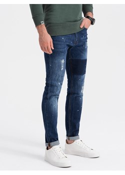 Spodnie męskie jeansowe SKINNY FIT - niebieskie V2 P1063 ze sklepu ombre w kategorii Jeansy męskie - zdjęcie 184223342