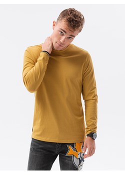 Longsleeve męski bez nadruku - musztardowy V10 L138 ze sklepu ombre w kategorii T-shirty męskie - zdjęcie 184223354