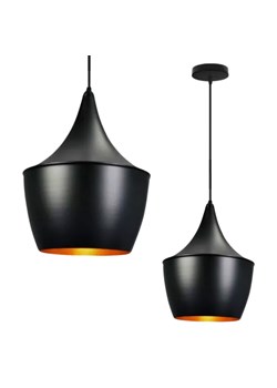 Metalowa lampa wisząca do salonu LED LOLLIPOP czarna ze złotym wnętrzem ze sklepu Lysne w kategorii Lampy wiszące - zdjęcie 184228811