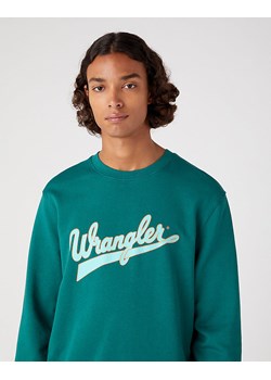 WRANGLER CREW NECK MĘSKA BLUZA BEZ KAPTURA LOGO CIEPŁA BAYBERRY GREEN W6H0I3G26 112331914 ze sklepu YouNeedit.pl w kategorii Bluzy męskie - zdjęcie 184229260