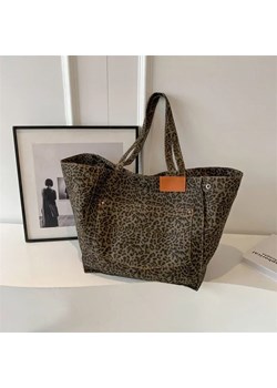 Materiałowa torba shopper w panterkę - Zielony ze sklepu Intimica.pl w kategorii Torby Shopper bag - zdjęcie 184230064