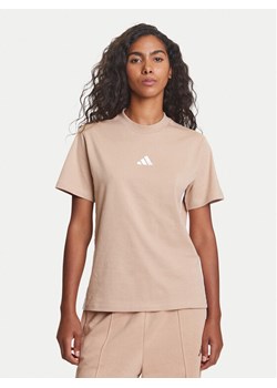 adidas T-Shirt Essentials 3-Stripes JX7616 Beżowy Regular Fit ze sklepu MODIVO w kategorii Bluzki damskie - zdjęcie 184231942