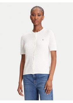 Tommy Hilfiger Kardigan WW0WW45707 Écru Slim Fit ze sklepu MODIVO w kategorii Swetry damskie - zdjęcie 184235201