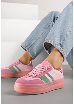 Różowe Sneakersy Tenisówki z Ozdobnymi Paskami Melinella ze sklepu born2be.pl w kategorii Buty sportowe damskie - zdjęcie 184235853