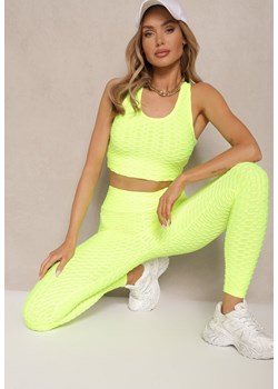 Jasnozielone Sportowe Legginsy z Wytłoczonym Wzorkiem Askida ze sklepu renee.pl w kategorii Spodnie damskie - zdjęcie 184235951