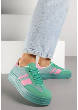 Zielono-Różowe Sneakersy w Stylu Tenisówek z Geometrycznym Wzorem Melundea ze sklepu renee.pl w kategorii Buty sportowe damskie - zdjęcie 184236011