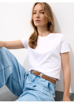 Mohito - Biały t-shirt z dodatkiem jedwabiu - biały ze sklepu Mohito w kategorii Bluzki damskie - zdjęcie 184238831
