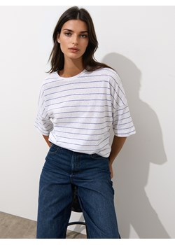 Mohito - T-shirt z bawełny i lnu - biały ze sklepu Mohito w kategorii Bluzki damskie - zdjęcie 184239454