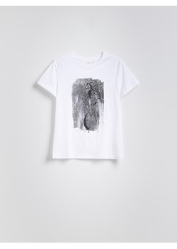 Reserved - T-shirt z nadrukiem - biały ze sklepu Reserved w kategorii Bluzki damskie - zdjęcie 184240513