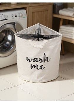 Sinsay - Kosz na pranie z napisem WASH TIME - biały ze sklepu Sinsay w kategorii Dom - zdjęcie 184247143