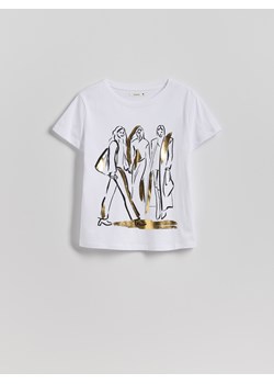 Reserved - T-shirt z nadrukiem - biały ze sklepu Reserved w kategorii Bluzki damskie - zdjęcie 184249433