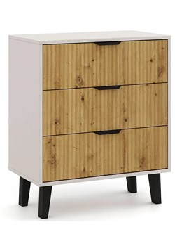 Ryflowana komoda z 3 szufladami kaszmir + dąb artisan R5-H71 ze sklepu Edinos.pl w kategorii Komody - zdjęcie 184251823