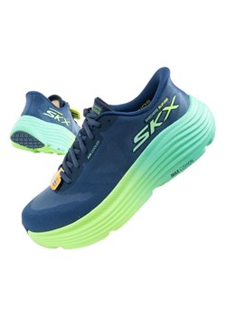 Buty do biegania Skechers Max Cushioning Slip-Ins 129473/NVLM niebieskie ze sklepu ButyModne.pl w kategorii Buty sportowe damskie - zdjęcie 184252052