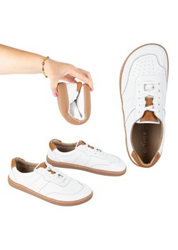 Olivier Buty Damskie Barefoot Skóra Minimalistyczne Szerokie Aria Białe ze sklepu ButyModne.pl w kategorii Mokasyny męskie - zdjęcie 184252211