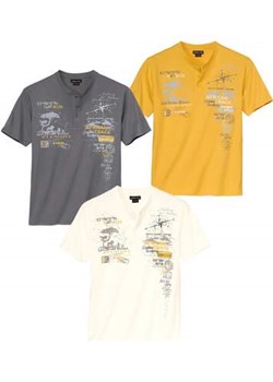 Zestaw 3 koszulek z dekoltem na guziki ze sklepu Atlas For Men w kategorii T-shirty męskie - zdjęcie 184254231