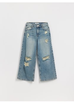 Reserved - Jeansy super wide leg z przetarciami - indigo jeans ze sklepu Reserved w kategorii Spodnie dziewczęce - zdjęcie 184254571