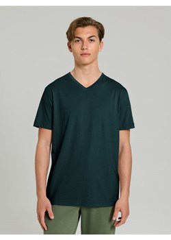 Sinsay - Koszulka z dekoltem w serek - zielony ze sklepu Sinsay w kategorii T-shirty męskie - zdjęcie 184255272