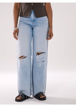 Sinsay - Jeansy wide leg z wysokim stanem i przetarciami - niebieski ze sklepu Sinsay w kategorii Jeansy damskie - zdjęcie 184255312