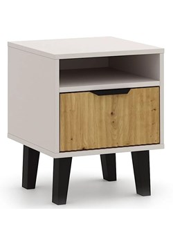 Szafka nocna ryflowana z szufladą i półką kaszmir + dąb artisan P2-A29 ze sklepu Edinos.pl w kategorii Stoliki i szafki nocne - zdjęcie 184256252